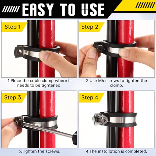 25 Pcs Rubber Cable Clamps, 1/2 Inch Stainless Steel Metal Cable Clamps, Insulated Wire Clamp for Tube Pipe Wire Hose Installation