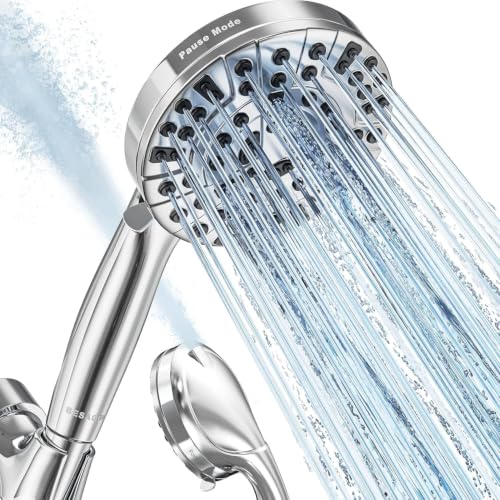 BESAQUO 9-Function High Pressure Handheld Shower Head with Power Wash & Chrome Finish