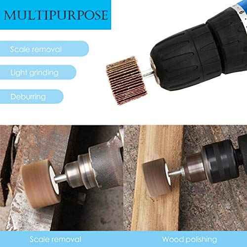 1" x 1" x 1/4" Shank Mounted Flap Wheels, 80 Grit Aluminum Oxide Mounted Abrasive Grinding Tool - 10 Pack