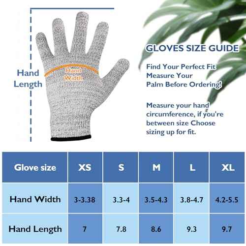 Cut Resistant Gloves, Level 5 Protection, Food Grade Safety Gloves for Mandolin Slicing, Multiple Sizes