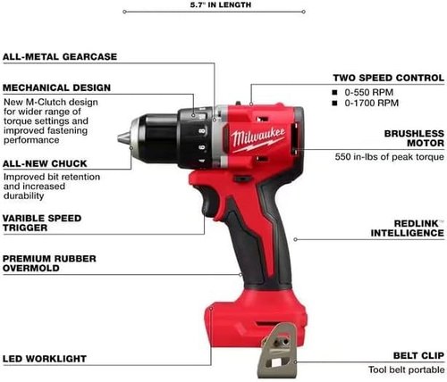 Milwaukee Electric - M18COMPACT BRUSHLESS 1/2 INCH Drill/Driver