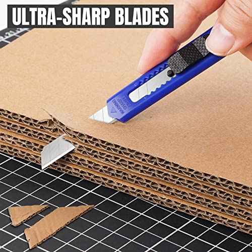 16 Pack Box Cutter Retractable, 9mm Wide Utility Knife, Box Opener, Disposable Box Cutter Knife, Box Ppener, Navajas de Trabajo Exacto Knife for Home, Office Use