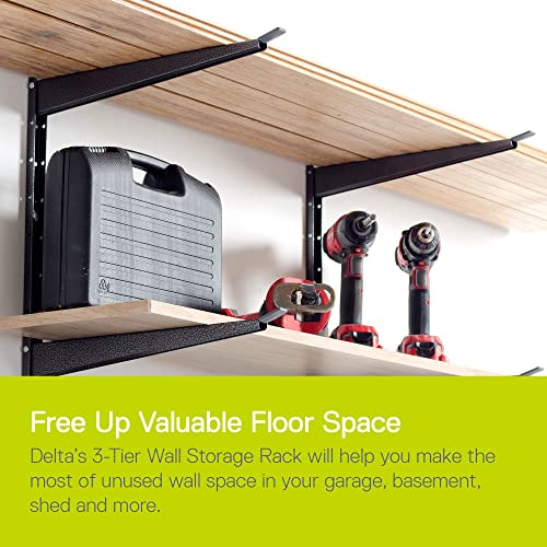 Heavy Duty Wood and Lumber Storage Rack by Delta Cycle, Holds Up to 480 lbs - Easy to Install Mounted Rack with Steel Construction for Indoor & Outdoor Storage Solution for Garage, Basement & Pantry