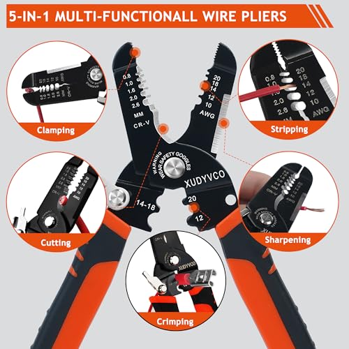 XUDYVCO 5-in-1 Wire Stripper and Crimping Tool for 10-20 AWG Wires
