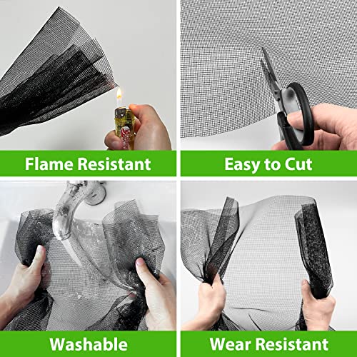 Ouskr 48x118 Inch Black Fiberglass Window Screen Mesh - Durable DIY Replacement Kit