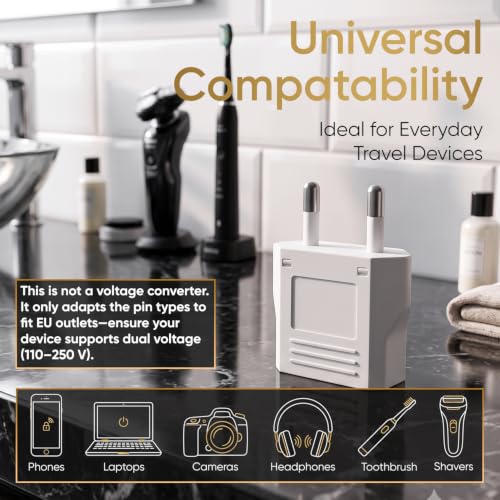Unidapt White European Travel Plug Adapter US to Type C 4-Pack