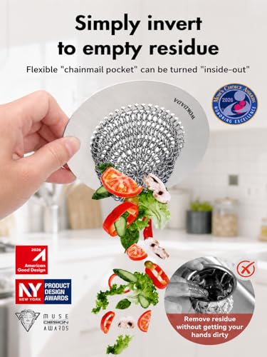 WOKDADA Reversible Kitchen Sink Drain Strainer Bright Silver - Anti-Clog Flat Edge Design