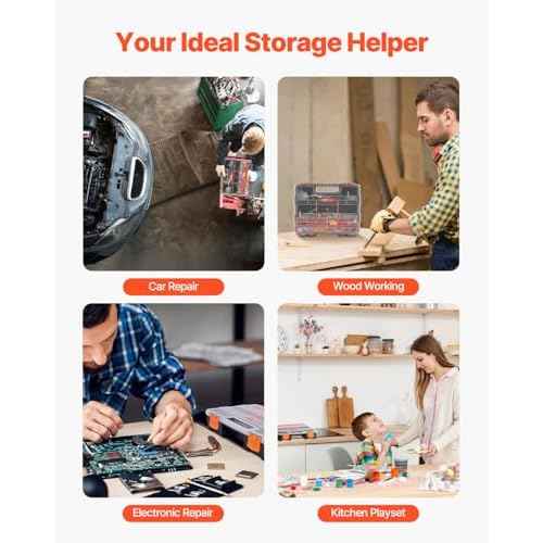 VEVOR 3-Pack Small Parts Organizer, 21 Compartments Tools Organizer Box with Removable Dividers, PP Hardware Storage Box with Safety Latch & Portable Handle for Nuts, Bolts, Screws, Nails