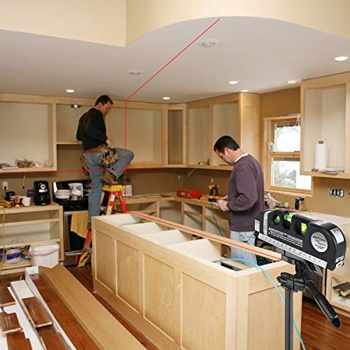 AikTryee Red Laser Line Level Kit with Cross & Horizontal Lines, 8ft Ruler for Wall Hanging & Tile