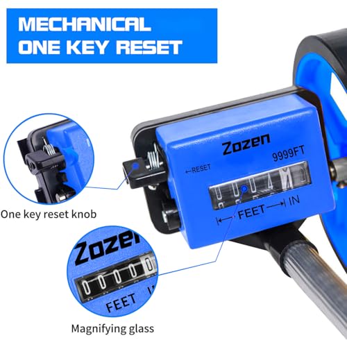 Zozen 6-Inch Measuring Wheel with Telescopic Handle - Feet & Inches, Blue