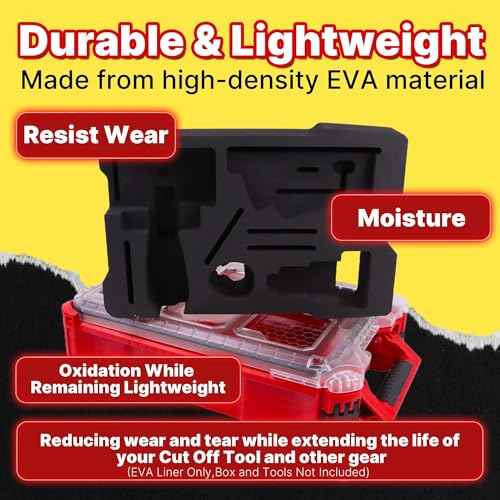 EVA Liner Organizer Compatible with Milwaukee Packout Tool Box 48-22-8435, Precision-Cut Foam Insert Fit for M12 Fuel 3" Cut-Off Tool 2522-20 and Accessories, Black