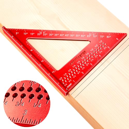 ARTYMASTER 7 Inch Carpenter Square Imperial 1/16" Precision Rafter Square - Aluminum Alloy AM13D (US)