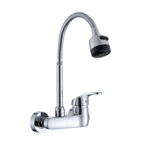 wall mount faucet Chrome-plated, wall-mounted multi-function, kitchen, sink, balcony laundry pool, hot and cold mixing valve, in-wall installation, faucet-Curved moon rotating tube(Curved moon rotatin