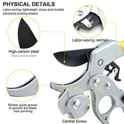 MEPEREZ Modern Pruning Shears - Garden Clippers with 4x Cutting Power, 1-Inch Capacity, Arthritis-Friendly, Easy to Use, Durable Gardening Tool