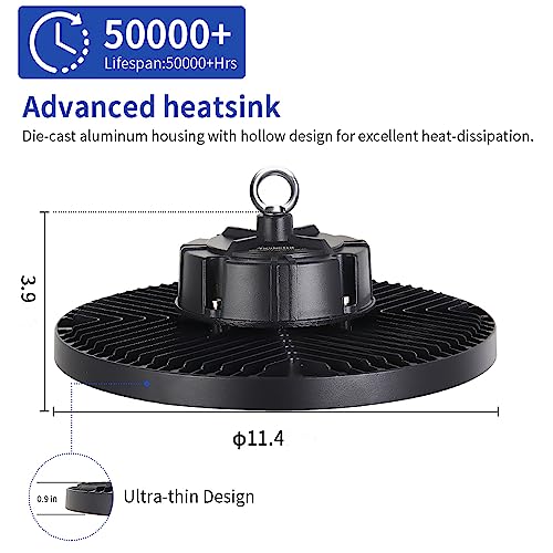B-1 Pack LED High Bay Light 200W 28000lm 5000K UFO Shop Light with Plug & Hook
