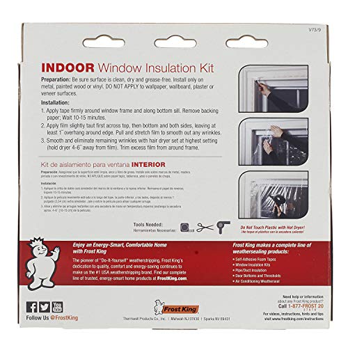 Frost King V73/9H Indoor Shrink Window Kit 42x62 Inch Clear 9-Pack