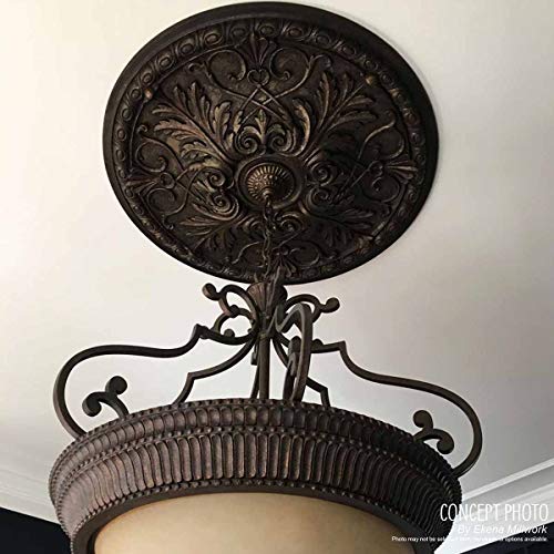 Ekena Millwork CM13BR2 13"OD x 7 1/2"ID x 3/4"P Bradford Classic Ceiling Medallion, Fits Canopies up to 8-5/8", 2 Piece