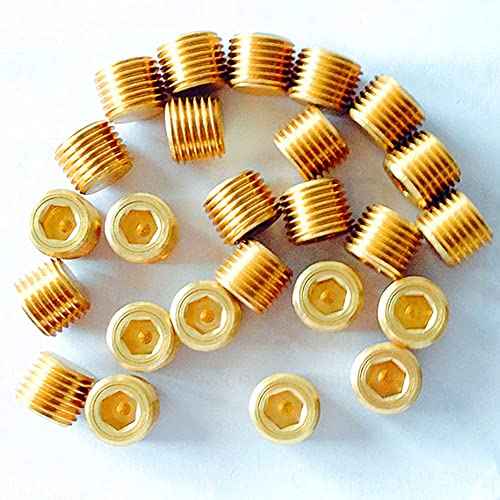 1" NPT Plug Brass Pipe Fitting, Counter sunk Thread Internal Hex Head Style Male Pipe (Pack of 3)