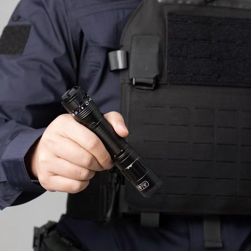 Tactical Stun Gun with LED Flashlight – Rechargeable Self-Defense Device Delivers Intolerable Pain, Safety Switch, Belt Holster