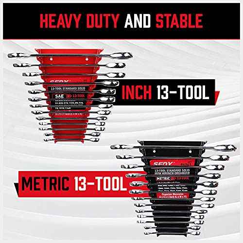 26-Pack Metal Wrench Organizer Set, Wall Mounted Wrench Storage Holder Trays Rack for Tool Box Drawer Chest