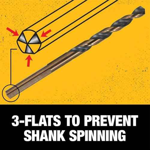 DEWALT Drill Bit Set, 3-Flats Shank,14-Piece, 135 Degree Split Point, for Plastic, Wood and Metal (DWA1184)