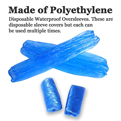 Yzurbu Disposable Arm Sleeves, Plastic Waterproof Oversleeves Protector Covers with Elastic on Cuff