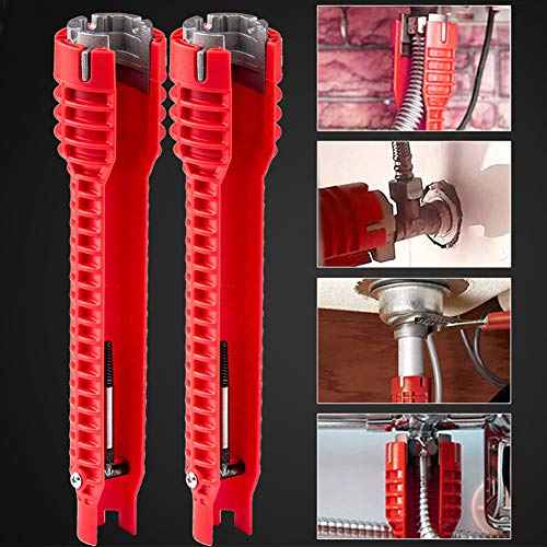 8 in 1 Faucet and Sink Wrench,Multi-Purpose Wrench Plumbing Tool Basin Spanner? for Toilet Bowl/Sink/Bathroom/Kitchen Plumbing and More Repair Hand Tools(COLOR:red)