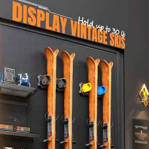 Ski & Snowboard Wall Rack for Garage Wall Fits Any Ski/board, Ski Wall Mount Holders Damage-Free Storage Rack, Garage Organization Space-Saving Winter Gear Organizer