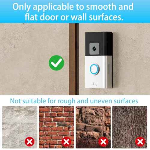 No-Drill Adhesive Ring Video Doorbell Mount Compatible with Ring Battery Doorbell/Plus/Pro, Camera Door Mounting Bracket Holder Accessories for Apartments, Renters, Houses