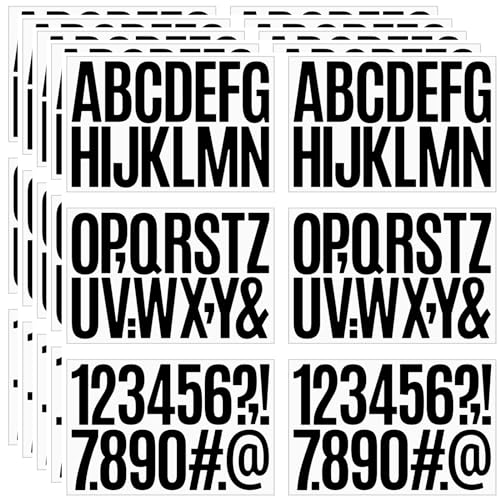 Ynhay Waterproof Vinyl Alphabet & Number Stickers - Black, 3 Inch, 480 Pcs