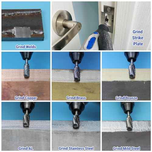 10 Pcs Carbide Burr Set 1/8" Shank Compatible with Dremel Bits Rotary Tools Attachment Kit Rasp Drill File Accessories Metal Wood Stone Steel Grinding Carving Cutting Polishing Engraving