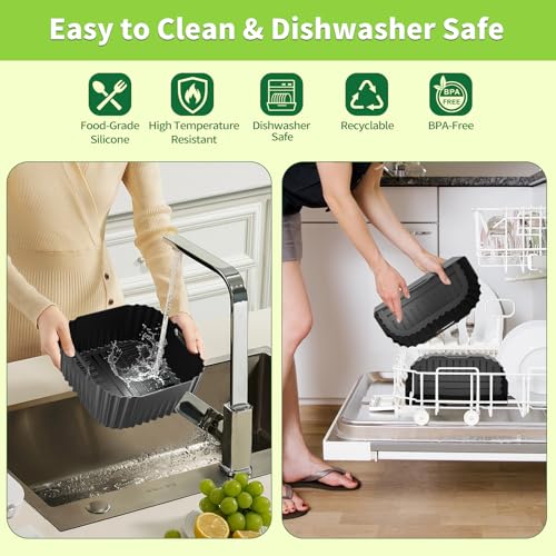 Air Fryer Silicone Liners Square 8-10QT 3-Pack for Chefman 8QT - HOMELYLIFE