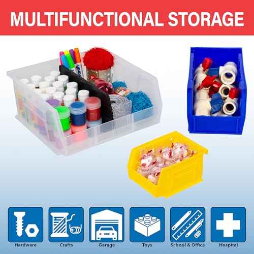 Akro-Mils 30230 AkroBins Plastic Storage Bins, Space-Saving Stackable Bins for Garage, Pantry, Craft Organization, 10.5 "L x 5.5 "W x 5"H, Blue, 12-Pack