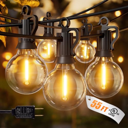 Brightown Black 55FT Connectable Outdoor String Lights with 25 Bulbs - IP65 Waterproof Patio Lighting