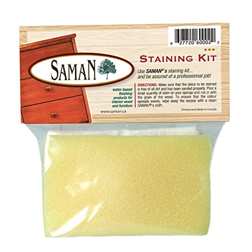 SamaN Staining Kit ? Includes Sponge, 2 Cloths and Gloves to Effectively Stain Wood
