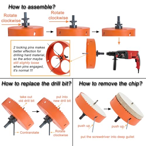 VIKITON 6-1/4 Inch Hole Saw for Recessed Lights with Dust Bowl Catcher - Orange