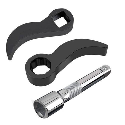 DUSCOKE 3PCS Pry Bar Wrench Adapter - Crowbar Adapter Head Car Repairing Tools with Extension Bar - Half Shaft Removal Tool with 1/2" D 8pt (Square) Profile for Tight Space