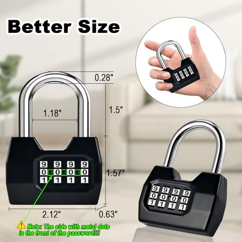 4 Pack Combination Lock, 4-Digit Fashion Combo Lock, Combination Padlock Waterproof Outdoor Gate Locks for Fence, Locker, Sheds, Gym, Shed, Storage Unit, Gate Hasps, School