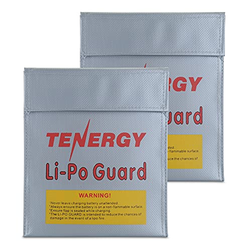 Tenergy 2 Pack Fire Retardant Lipo Battery Bags 7x9 Inches – Medium Size for Charging & Storage
