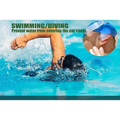 Wax Ear Plugs for Sleep - 34 Silicone Wax Earplugs for Swimming and Sleeping - Gel Ear Plugs for Noise Cancelling, Ear Protection - 32dB Noise Reduction earplugs (34-Pieces) Blue