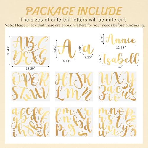 Boao Personalized Name Letter Wall Decal - Elegant Script, Gold, Medium Size