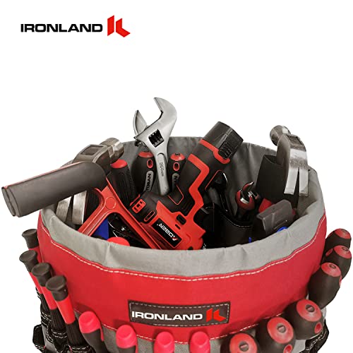 IRONLAND Bucket Tool Organizer for 3.5-5 Gallon Buckets, 51 Pockets, Red (Medium)