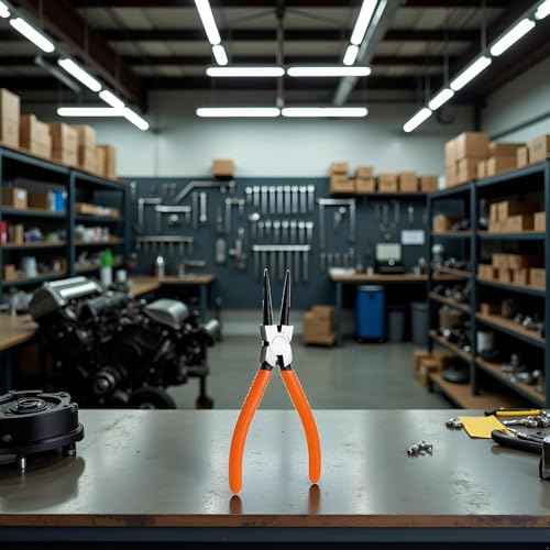 Orange Red Heavy Duty 7" EXTRA LONG External Straight Retaining Ring Clip Circlip Removal Plier Snap-Ring Pliers, Slip-Joint Pliers Side-Cutting Plier Sets Needle-Nose