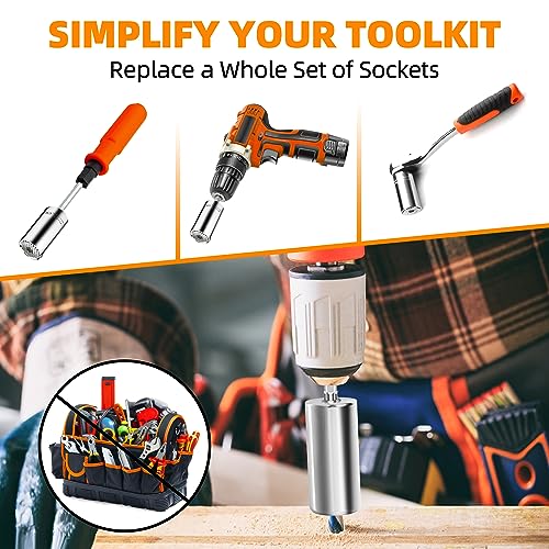 Super Universal Socket Tools Gifts for Mens Christmas Stocking Stuffers for Men Grip Socket Set With Power Drill Adapter (7-9MM) Cool Tools Gadgets for Dad Husband Birthday gifts for Women Him (1)
