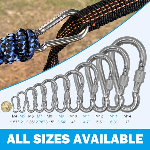 Outmate 2 Inch (M5) Heavy Duty Stainless Steel Carabiners 12-Pack, Rust-Free & Durable Clips for Outdoor & Indoor Use