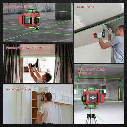 Laser Level 360 Self Leveling with Tripod,WEIDDW 4D Lazer Level,4x360¡Æ Cross Line Laser for Construction Project Renovation,Floor Tile, Laser Level Lines Tool