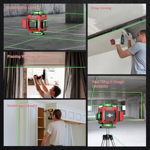 WEIDDW Laser Level 360° Green Cross Line Self-Leveling Measuring Tool - Variation L