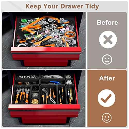 A-LUGEI¡¼?????????? & 5 Size¡½Tool Box Organizer Tray Divider Set, ¡¼Black¡½ Desk Drawer Organizer, Garage Organization and Storage Toolbox Accessories Rolling Tool Chest Cart Cabinet WorkBench Small Part