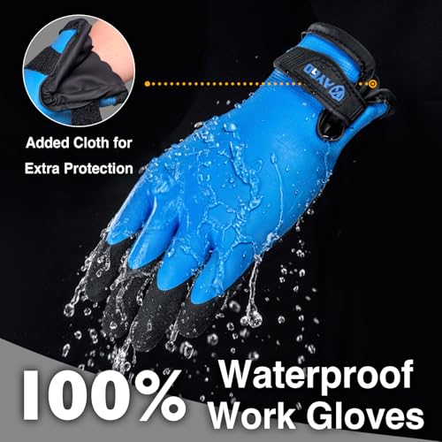 KAYGO Winter Waterproof Thermal Work Gloves, Double Latex Coated, Insulated Warm Liner For Cold Weather, KG145