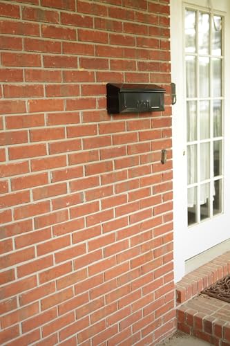 Galvanized Steel Wall-Mount Mailbox Black Small Townhouse Style